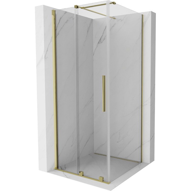 Mexen Velar sprchová kabína posuvná 90 x 90 cm, priehľadná, zlatá - 871-090-090-01-50