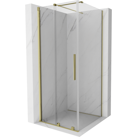 Mexen Velar posuvná sprchová kabína 90 x 90 cm, priehľadná, zlatá - 871-090-090-01-50