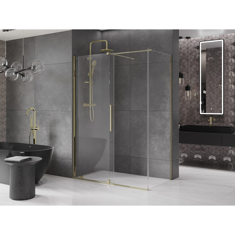 Mexen Velar posuvná sprchová kabína 140 x 70 cm, transparentná, zlatá - 871-140-070-01-50