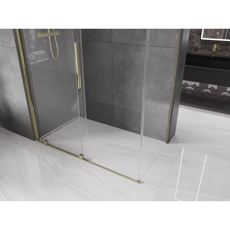 Mexen Velar posuvný sprchovací kút 160 x 75 cm, transparentný, zlatý - 871-160-075-01-50