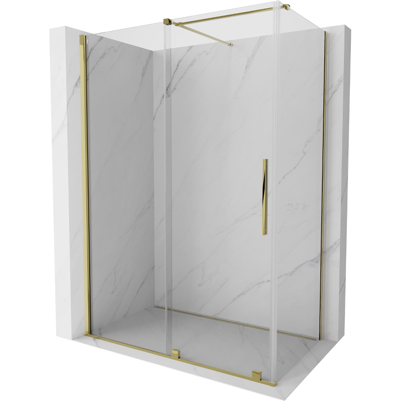 Mexen Velar sprchový kút posuvný 160 x 90 cm, transparentný, zlatý - 871-160-090-01-50