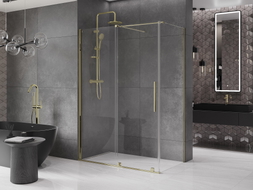 Mexen Velar posuvná sprchová kabína 160 x 90 cm, transparentná, zlatá - 871-160-090-01-50