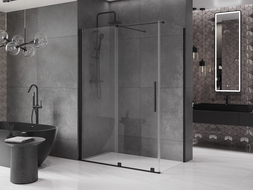 Mexen Velar sprchová kabína, posuvné dvere 140 x 80 cm, Priehľadné, Čierna - 871-140-080-01-70