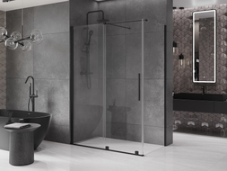 Mexen Velar zasúvacia sprchová kabína 140 x 80 cm, priehľadná, čierna - 871-140-080-01-70