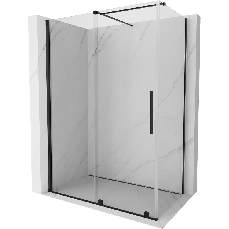 Mexen Velar posuvná sprchová kabína 150 x 85 cm, transparentná, čierna - 871-150-085-01-70