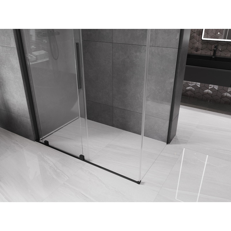 Mexen Velar posuvná sprchová kabína 160 x 75 cm, priehľadná, čierna - 871-160-075-01-70