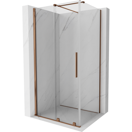 Mexen Velar posuvná sprchová kabína 100 x 80 cm, priehľadná, ružové zlato - 871-100-080-01-60