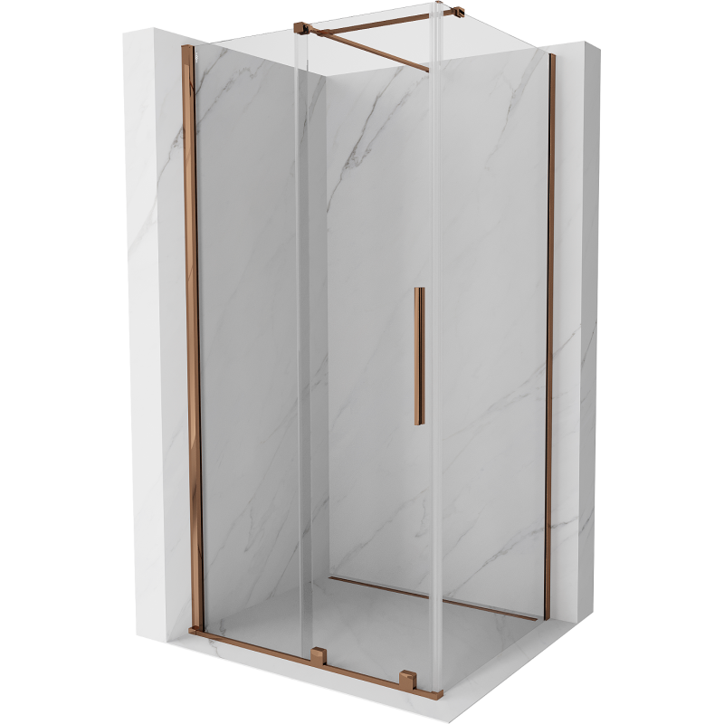 Mexen Velar sprchová kabína, posuvné dvere 100 x 90 cm, Priehľadné, Zlatoružová - 871-100-090-01-60