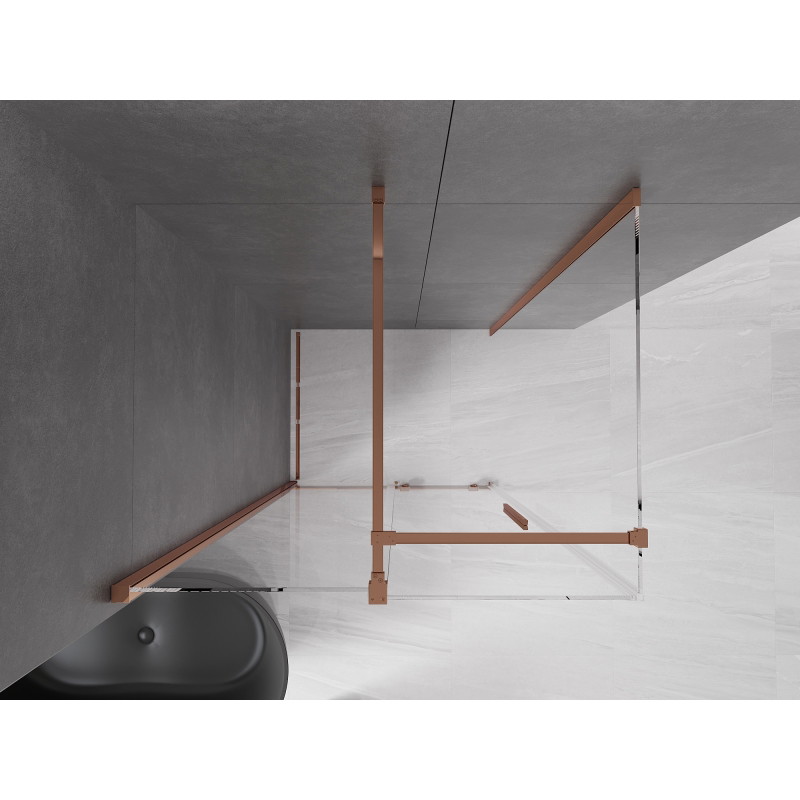 Mexen Velar posuvný sprchovací kút 110 x 75 cm, priehľadný, ružové zlato - 871-110-075-01-60