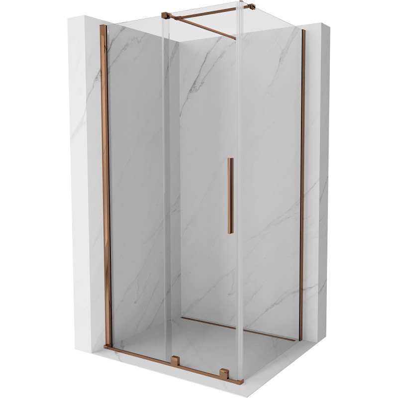 Mexen Velar posuvná sprchová kabína 120 x 110 cm, priehľadná, ružové zlato - 871-120-110-01-60
