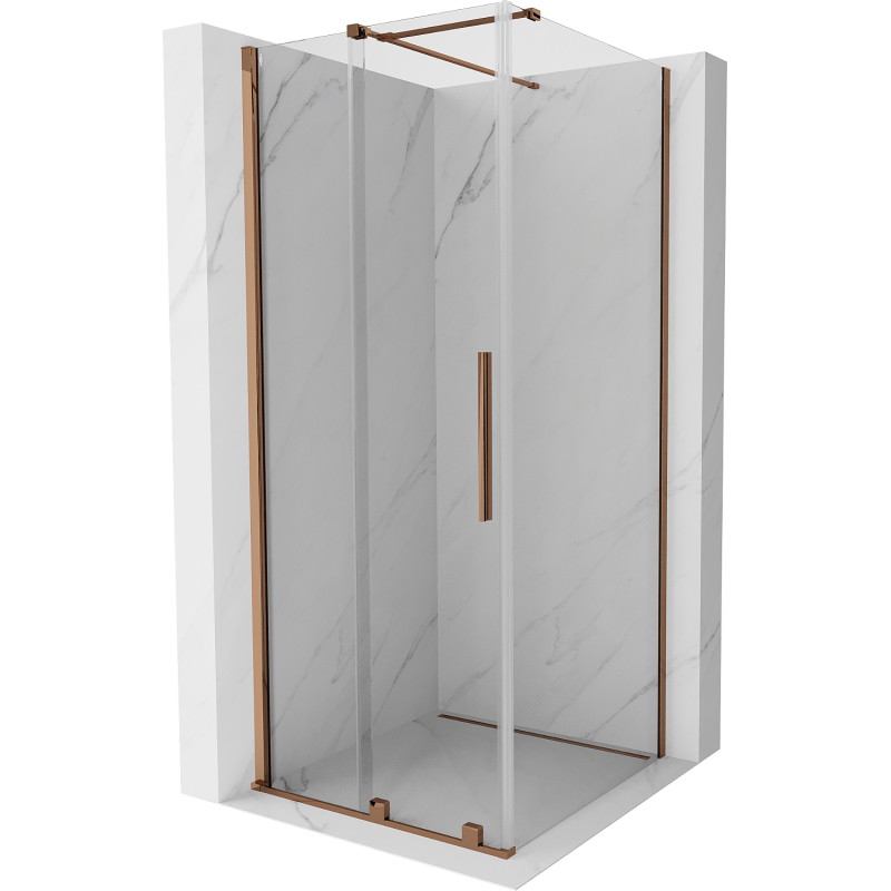 Mexen Velar posuvná sprchová kabína 120 x 120 cm, transparentná, ružové zlato - 871-120-120-01-60