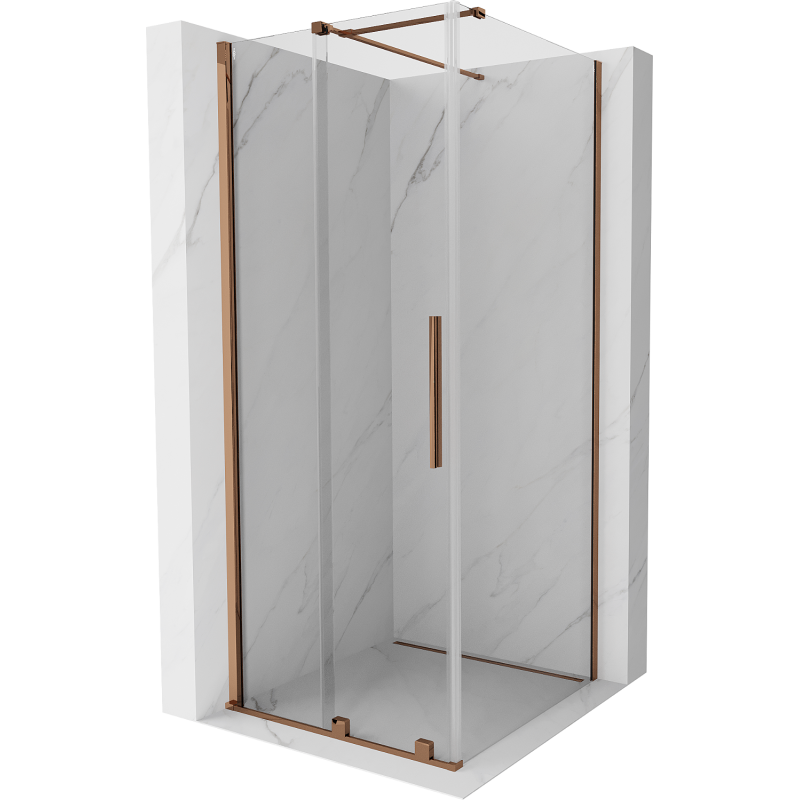 Mexen Velar zasúvacia sprchová kabína 120 x 120 cm, transparentná, ružové zlato - 871-120-120-01-60