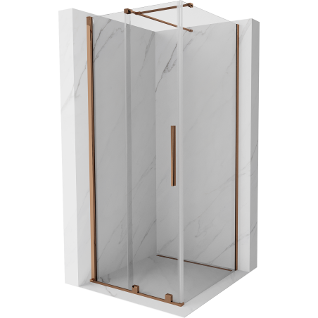 Mexen Velar posuvná sprchová kabína 120 x 120 cm, transparentná, ružové zlato - 871-120-120-01-60