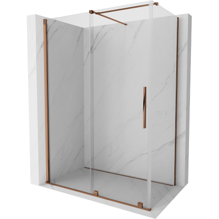 Mexen Velar posuvná sprchová kabína 130 x 75 cm, transparentná, ružové zlato - 871-130-075-01-60