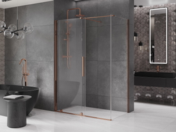 Mexen Velar zasúvacia sprchová kabína 140 x 75 cm, transparentná, ružové zlato - 871-140-075-01-60