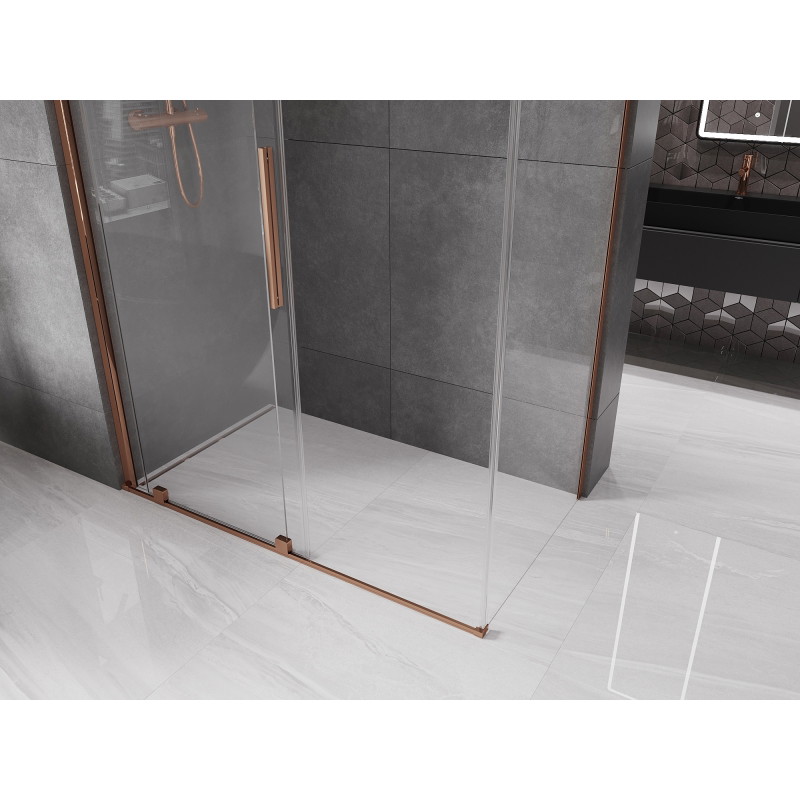 Mexen Velar posuvná sprchová kabína 150 x 75 cm, transparentná, ružové zlato - 871-150-075-01-60