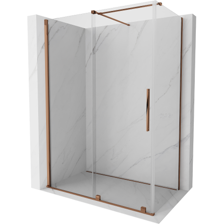 Mexen Velar posuvná sprchová kabína 150 x 85 cm, priehľadná, ružové zlato - 871-150-085-01-60