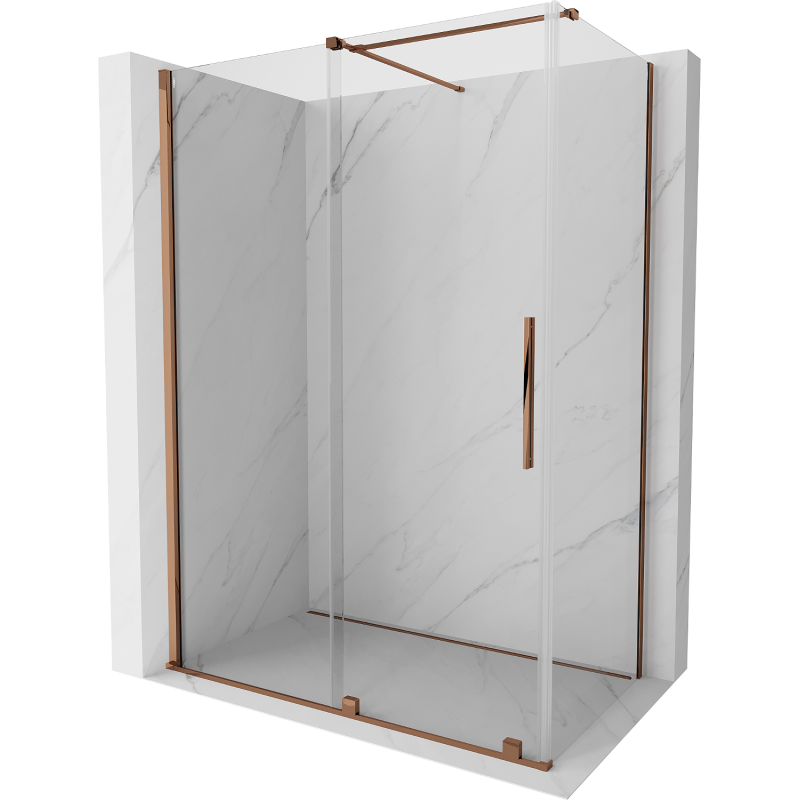Mexen Velar posuvná sprchová kabína 150 x 90 cm, transparentná, ružové zlato - 871-150-090-01-60