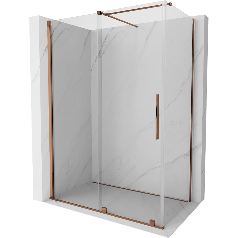 Mexen Velar zasúvacia sprchová kabína 150 x 90 cm, priehľadná, ružové zlato - 871-150-090-01-60