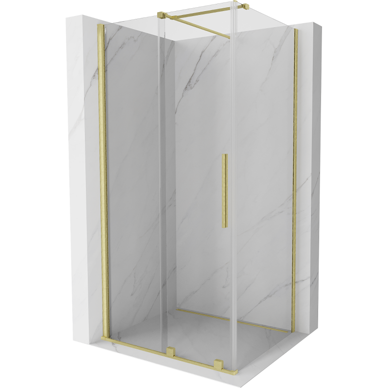 Mexen Velar sprchová kabína, posuvné dvere 90 x 75 cm, Priehľadné, Zlatá kefovaná- 871-090-075-01-55