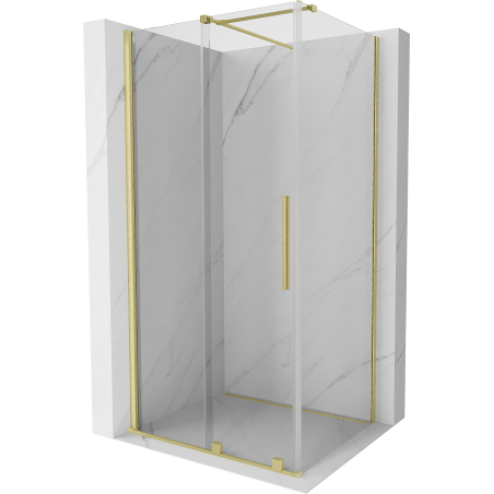 Mexen Velar posuvná sprchová kabína 100 x 90 cm, priehľadná, zlatá kartáčovaná - 871-100-090-01-55