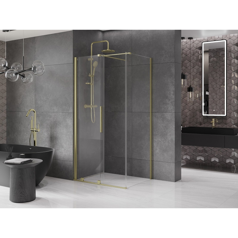 Mexen Velar posuvný sprchovací kút 120 x 90 cm, transparentný, zlatý kartáčovaný - 871-120-090-01-55