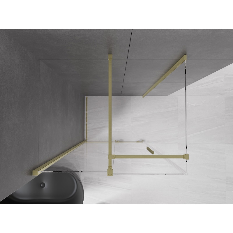 Mexen Velar posuvný sprchovací kút 120 x 90 cm, priehľadný, zlato kartáčovaný - 871-120-090-01-55