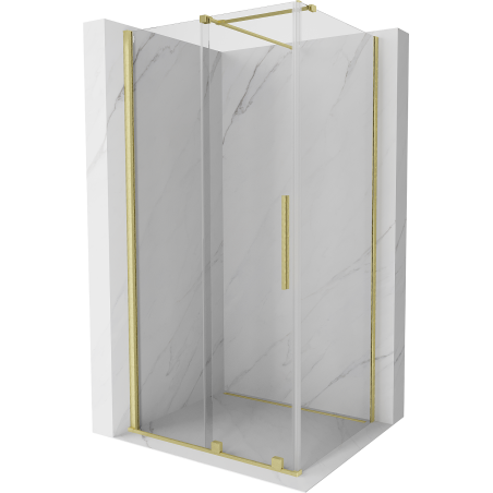 Mexen Velar posuvná sprchová kabína 130 x 90 cm, transparentná, zlatá kartáčovaná - 871-130-090-01-55