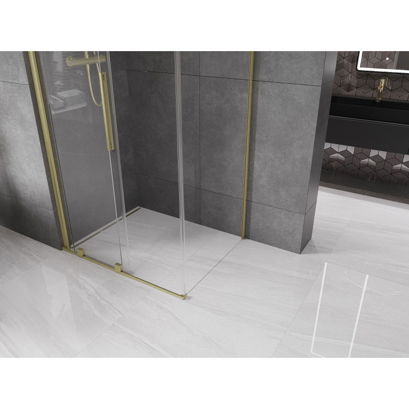 Mexen Velar Posuvný Sprchový Kút 130 x 100 cm, Transparentný, Zlatá Kartáčovaná - 871-130-100-01-55