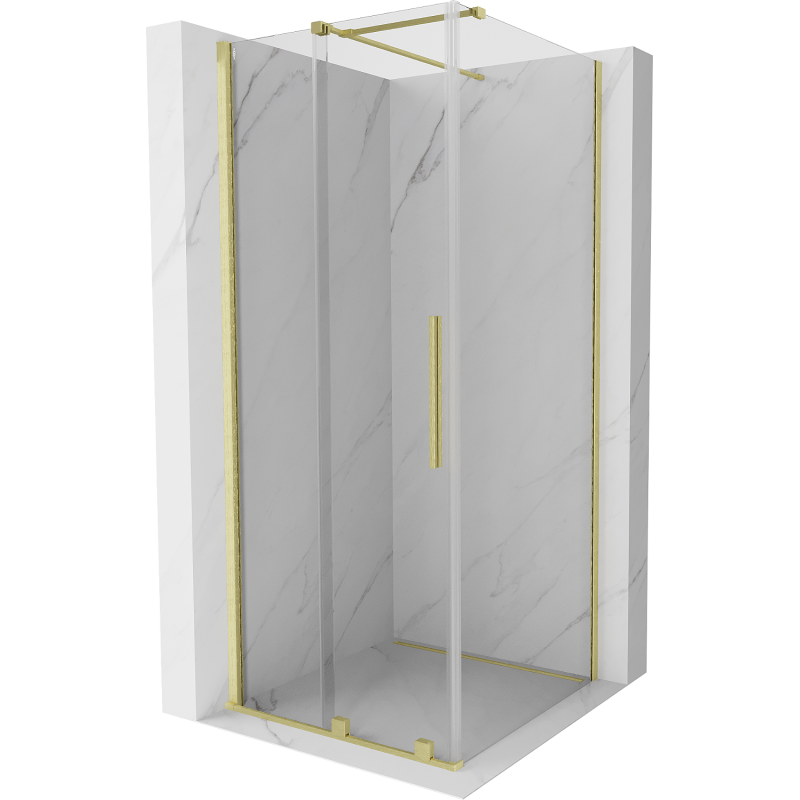 Mexen Velar posuvná sprchová kabína 90 x 90 cm, transparentná, zlatá kartáčovaná - 871-090-090-01-55