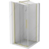 Mexen Velar posuvná sprchová kabína 90 x 90 cm, transparentná, zlatá kartáčovaná - 871-090-090-01-55