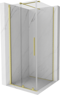 Mexen Velar sprchová kabína, posuvné dvere 90 x 90 cm, Priehľadné, Zlatá kefovaná- 871-090-090-01-55