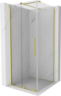 Mexen Velar sprchová kabína posuvná 100 x 100 cm, transparentná, zlatá kartáčovaná - 871-100-100-01-55