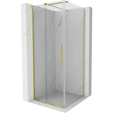 Mexen Velar posuvná sprchová kabína 110 x 110 cm, transparentná, zlatá kartáčovaná - 871-110-110-01-55