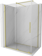 Mexen Velar sprchová kabína, posuvné dvere 140 x 80 cm, Priehľadné, Zlatá kefovaná- 871-140-080-01-55