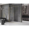 Mexen Velar posuvná sprchová kabína 140 x 80 cm, priehľadná, zlatá kartáčovaná - 871-140-080-01-55