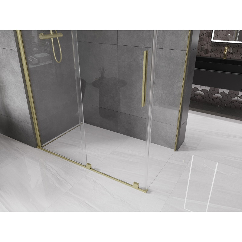 Mexen Velar posuvná sprchová kabína 150 x 90 cm, priehľadná, zlatá kartáčovaná - 871-150-090-01-55