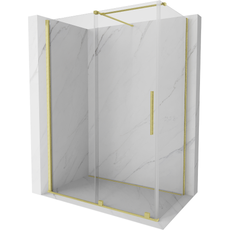 Mexen Velar posuvná sprchová kabína 160 x 70 cm, transparentná, zlatá kartáčovaná - 871-160-070-01-55