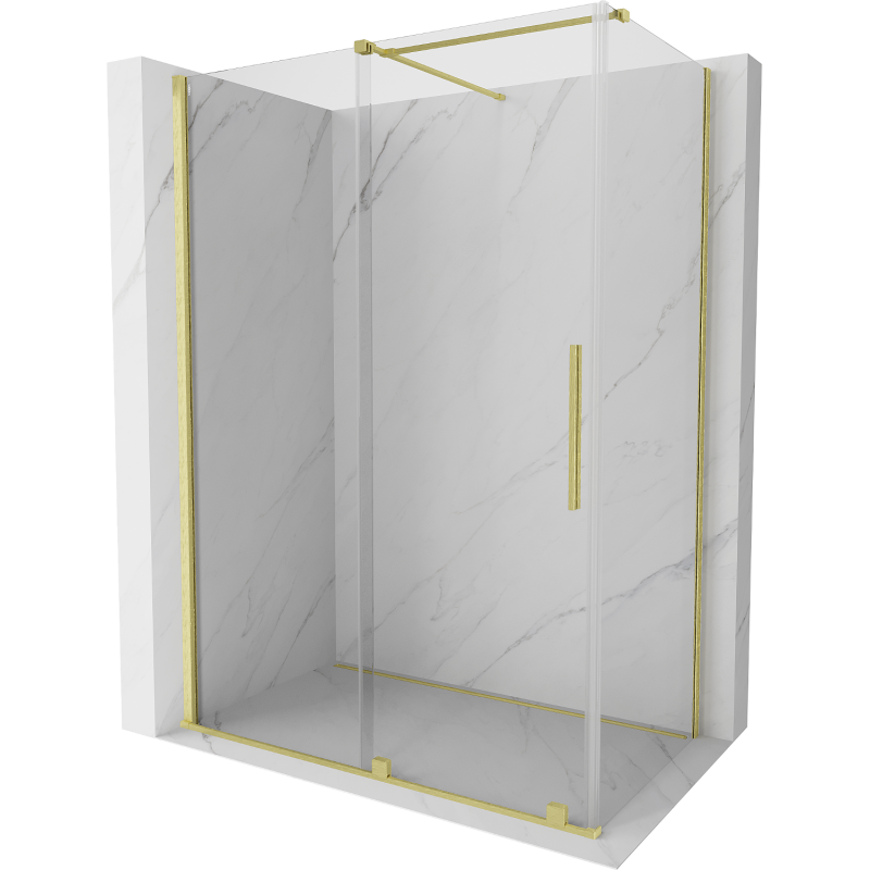 Mexen Velar posuvná sprchová kabína 160 x 85 cm, transparentná, zlatá kartáčovaná - 871-160-085-01-55