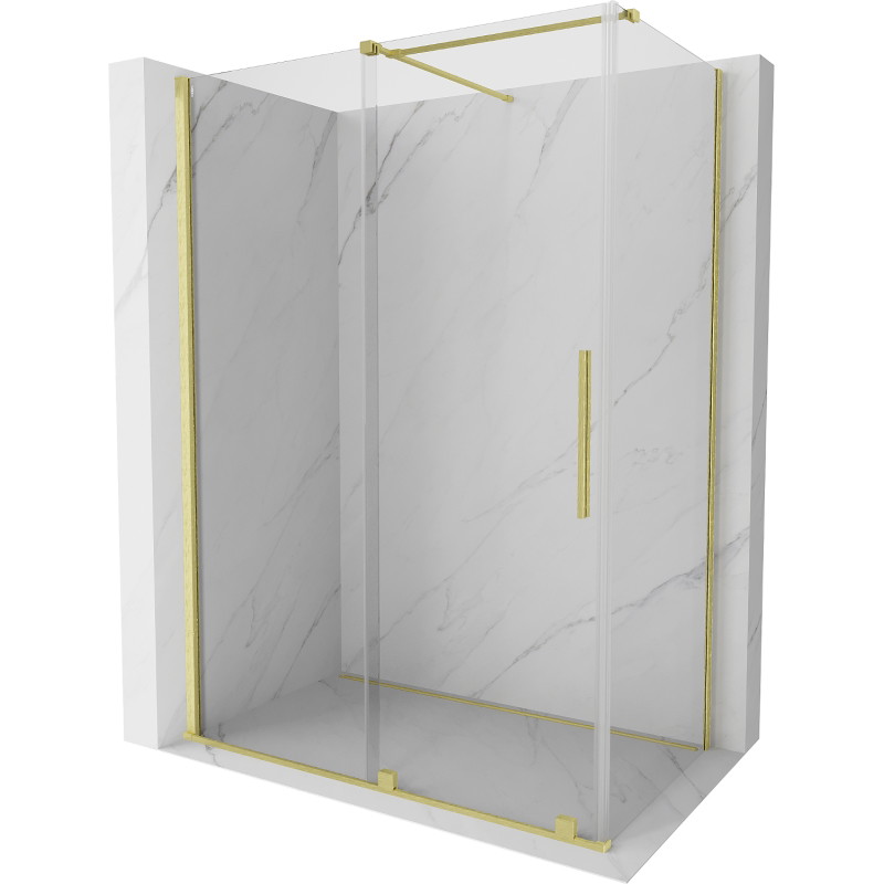Mexen Velar posuvná sprchová kabína 160 x 100 cm, transparentná, zlatá brúsená - 871-160-100-01-55