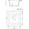 Mexen Vito žulový kuchynský drez s 1 komorou 520 x 490 mm, čierny/strieborný metalik, chrómový sifón - 6503521000-73