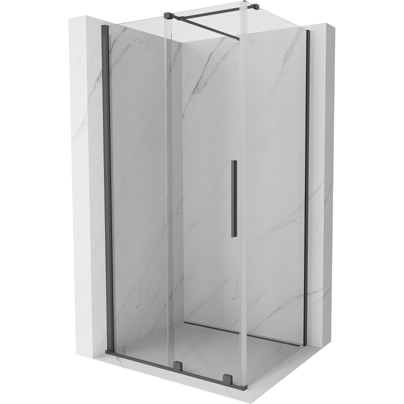 Mexen Velar sprchová kabína, posuvné dvere 120 x 110 cm, Priehľadné, gun gray kefovaný - 871-120-110-01-66