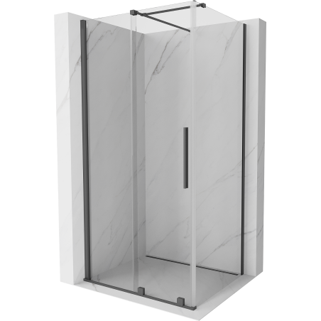 Mexen Velar sprchová kabína, posuvné dvere 130 x 90 cm, Priehľadné, gun gray kefovaný - 871-130-090-01-66