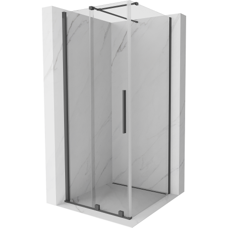 Mexen Velar rozťahovacia sprchová kabína 90 x 90 cm, transparentná, gun gray brúsená - 871-090-090-01-66