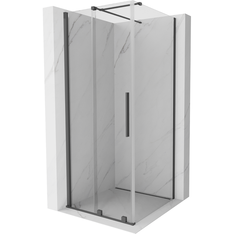 Mexen Velar sprchovací kút posuvný 110 x 110 cm, transparentný, kartáčovaná strieborná - 871-110-110-01-66