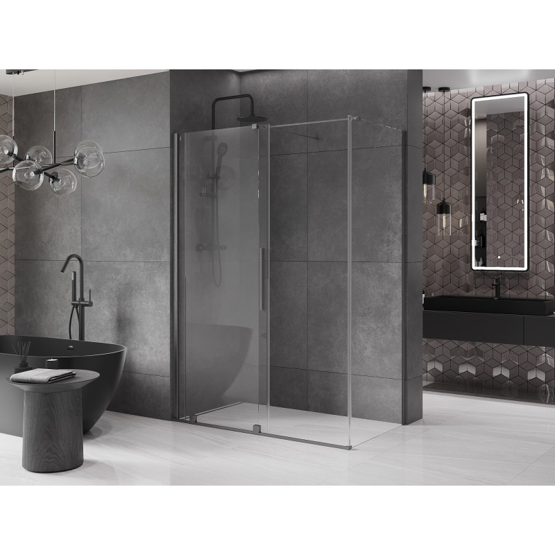 Mexen Velar posuvný sprchový kút 130 x 70 cm, transparentný, brúsený gun gray - 871-130-070-01-66