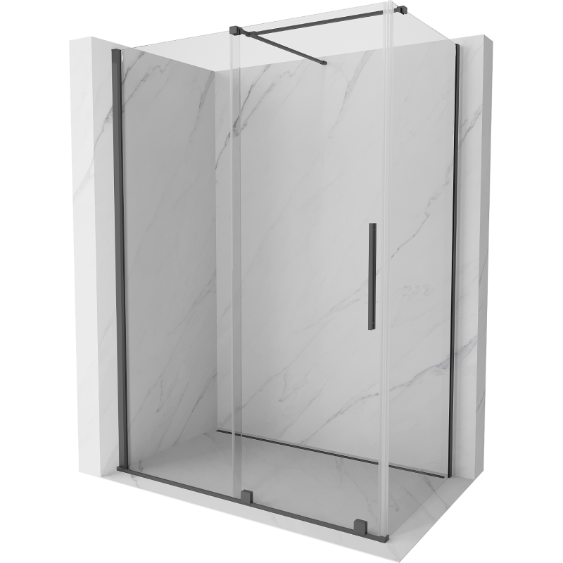 Mexen Velar posuvná sprchová kabína 150 x 85 cm, transparentná, kartáčovaná sivá - 871-150-085-01-66