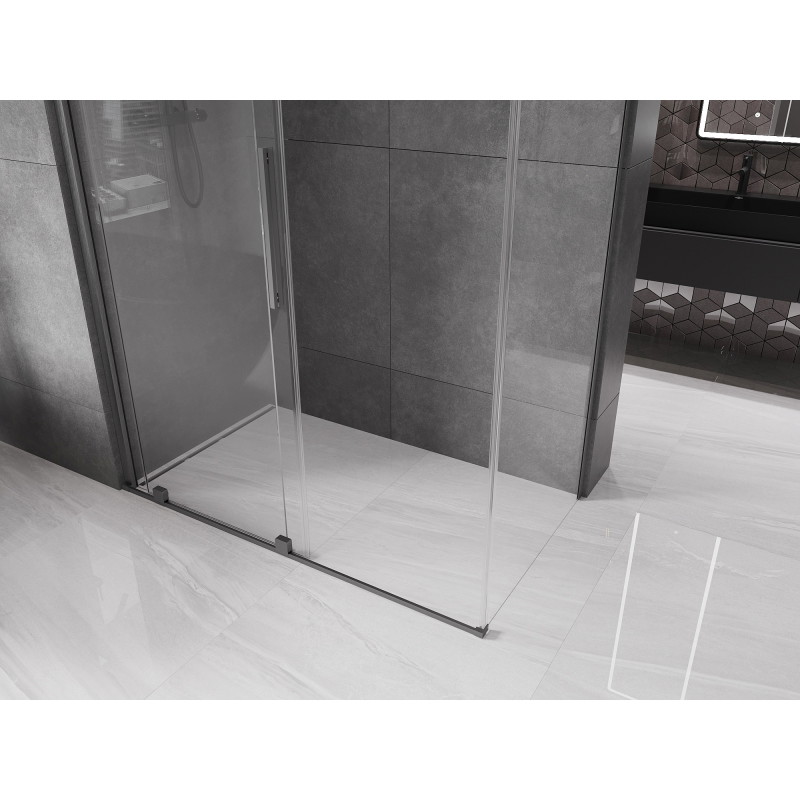 Mexen Velar posuvná sprchová kabína 160 x 85 cm, transparentná, brúsená pištoľová sivá - 871-160-085-01-66