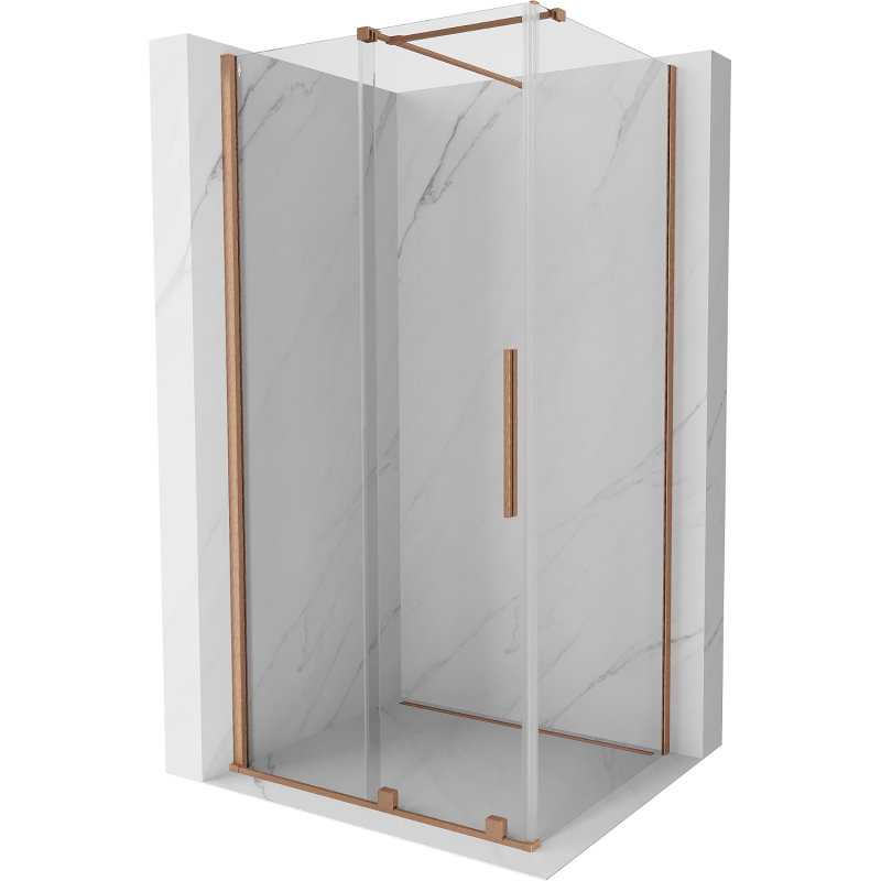 Mexen Velar sprchová kabína, posuvné dvere 90 x 100 cm, Priehľadné, kefovaná meď - 871-090-100-01-65