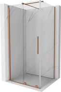 Mexen Velar posuvná sprchová kabína 100 x 80 cm, transparentná, brúsená meď - 871-100-080-01-65
